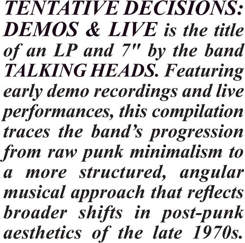 Talking Heads – Tentative Decisions: Demos & Live